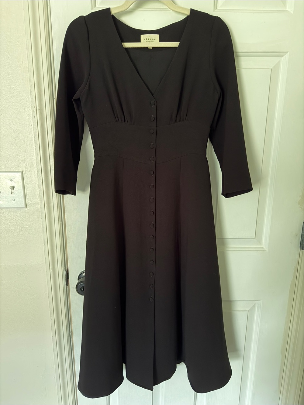 Sezane Button Front Black Dress - Picture 2 of 4